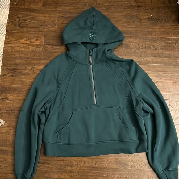 lululemon athletica Tops - Lululemon Oversized Half Zip Scuba Hoodie in Green Jasper